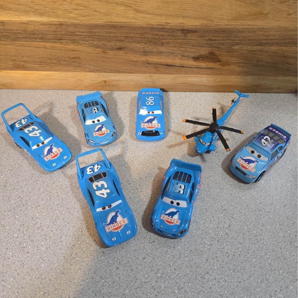 Disney Pixar Cars Dinoco Racing Chick Hicks, The King, Lightning, Helicopter